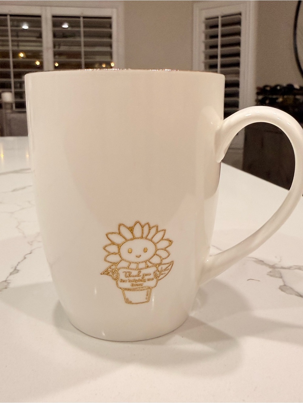 “Thank You For Helping Me Grow" Gold-rimmed Sunflower Ceramic Coffee Mug